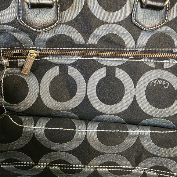 Coach Signature Op Art Satchel 12693 Black Gray Canvas Leather Handbag Purse - Picture 5 of 12